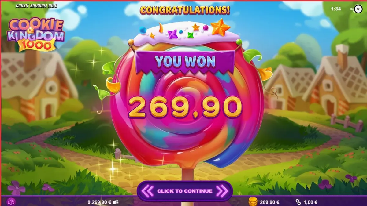 Makulay na disenyo ng Cookie Kingdom 1000 slot na may mga kendi at cute na hayop