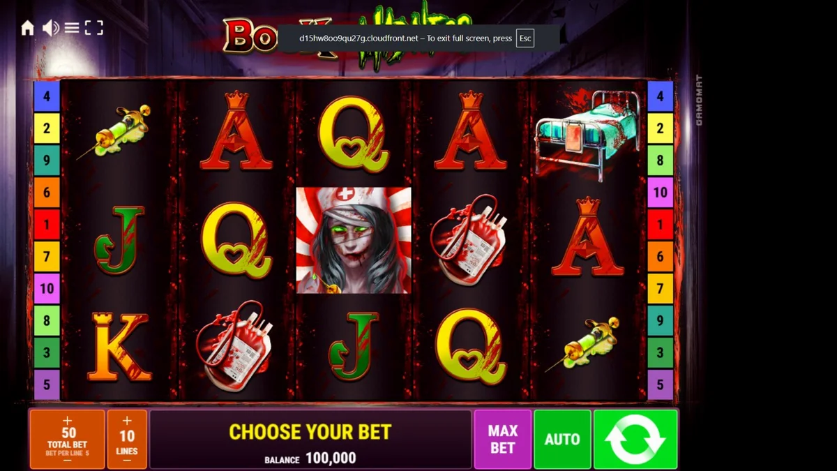Isang madilim at nakakatakot na tema ng asylum sa Book of Madness Deluxe slot.
