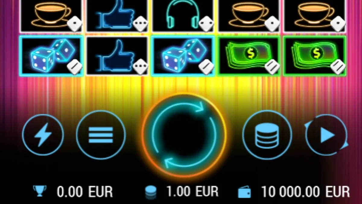 Dopamine Rush Dice slot game neon arcade theme